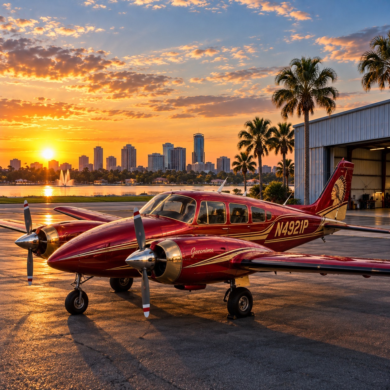 Piper Apache Geronimo 235 twin-engine aircraft N4921P for multi-engine training and time building in Orlando
